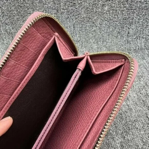 Authentic Gucci Soho Zip Around Wallet Pink Leather GG Logo Luxury - Picture 15 of 16